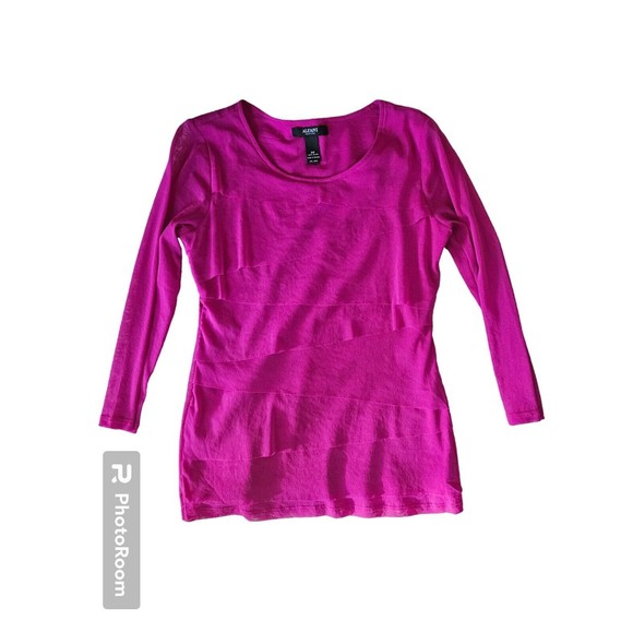Alfani top womens size PP long sleeve Rasberry Ruffle Sheer - Picture 1 of 3